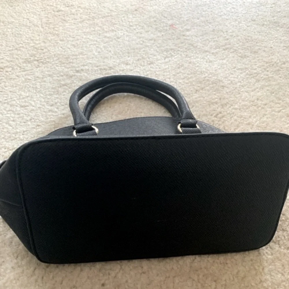 Small Black Faux Leather Mini Sachel With Bow Accent Excellent Used Condition